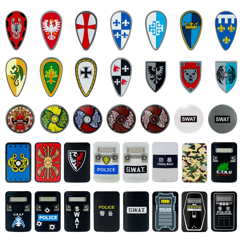 Cross-border Wholesale Compatible Lego Shield Explosion-proof Shield Special Police Military Middle Ancient Match DIY Building Blocks Moc Parts