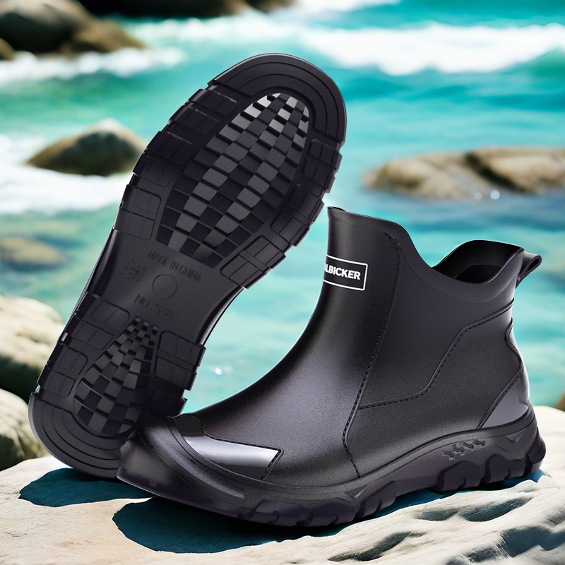 36 - 48 zapatos de lluvia cortos coreanos de moda de tamaño extra pareja zapatos de lluvia para hombres y mujeres zapatos de goma para nadar al aire libre zapatos cómodos padres e hijos