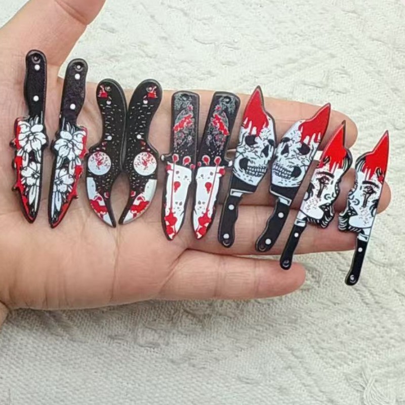 ハロウィンアクリルはさみ斧面白い小道具両面プリントペンダント DIY イヤリングブレスレットアクセサリー|undefined