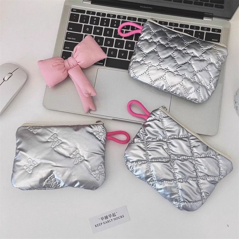 Hisocute 韓国版小さな愛光沢のある収納袋女の子ポータブルポケット小銭入れ学生ヘッドフォンバッグ|undefined