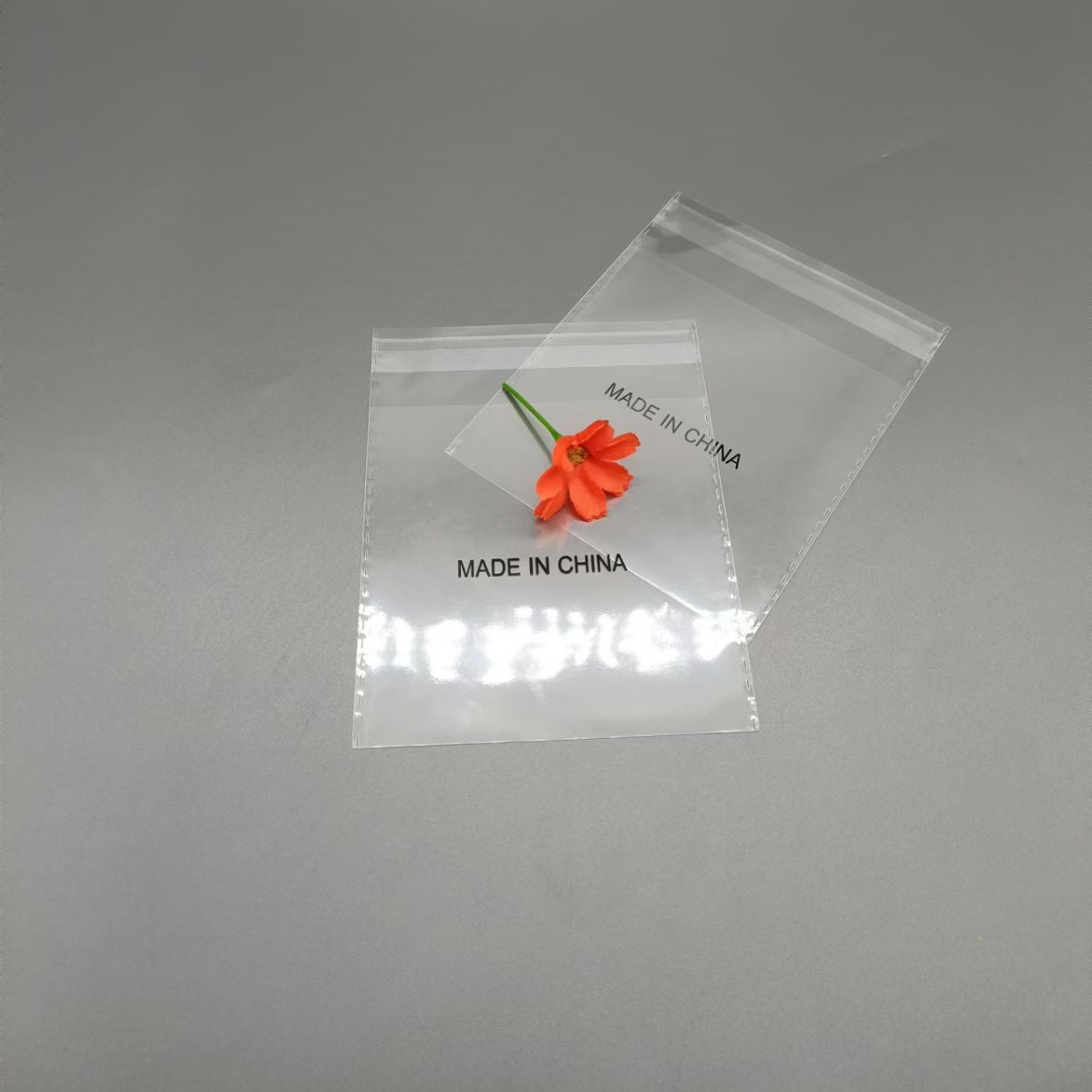 现货批发OPP自粘袋印刷字母MADE IN CHINA 中国制造头簪饰品手链