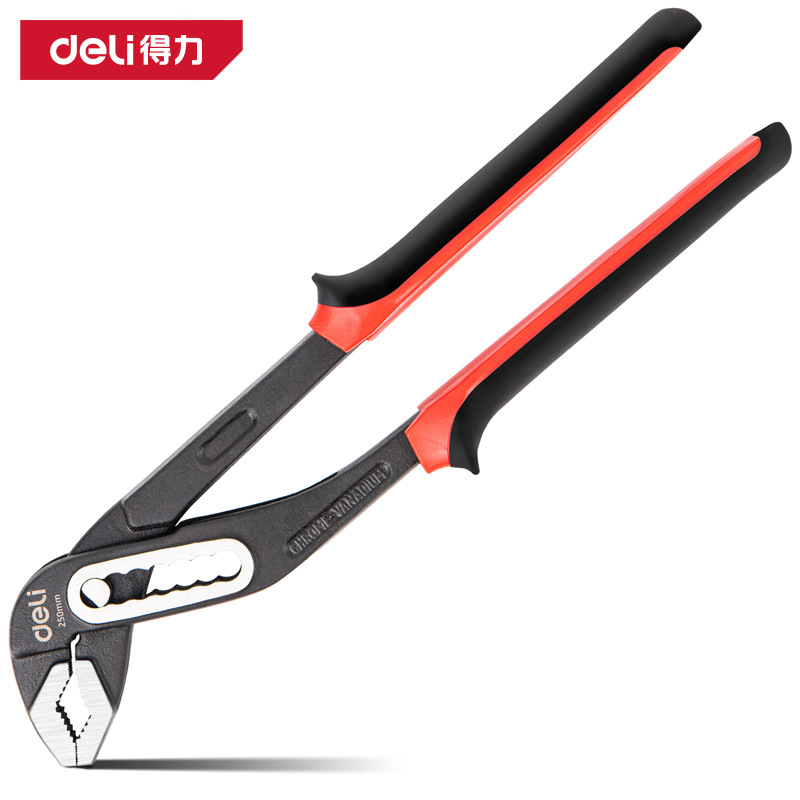 得力工具DL2610Z专业级水泵钳铬钒钢10寸圆管钳水管钳管子活扳手