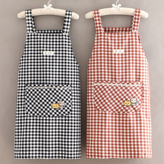 Simple Korean Style Double-layer Fabric Apron Household Kitchen Dining Special Purpose Workwear for Women Breathable Durable Cooking Waistband