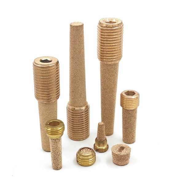 供应带螺纹G1/4铜烧结滤芯 微孔气动元件 气路排气消音器 消声器