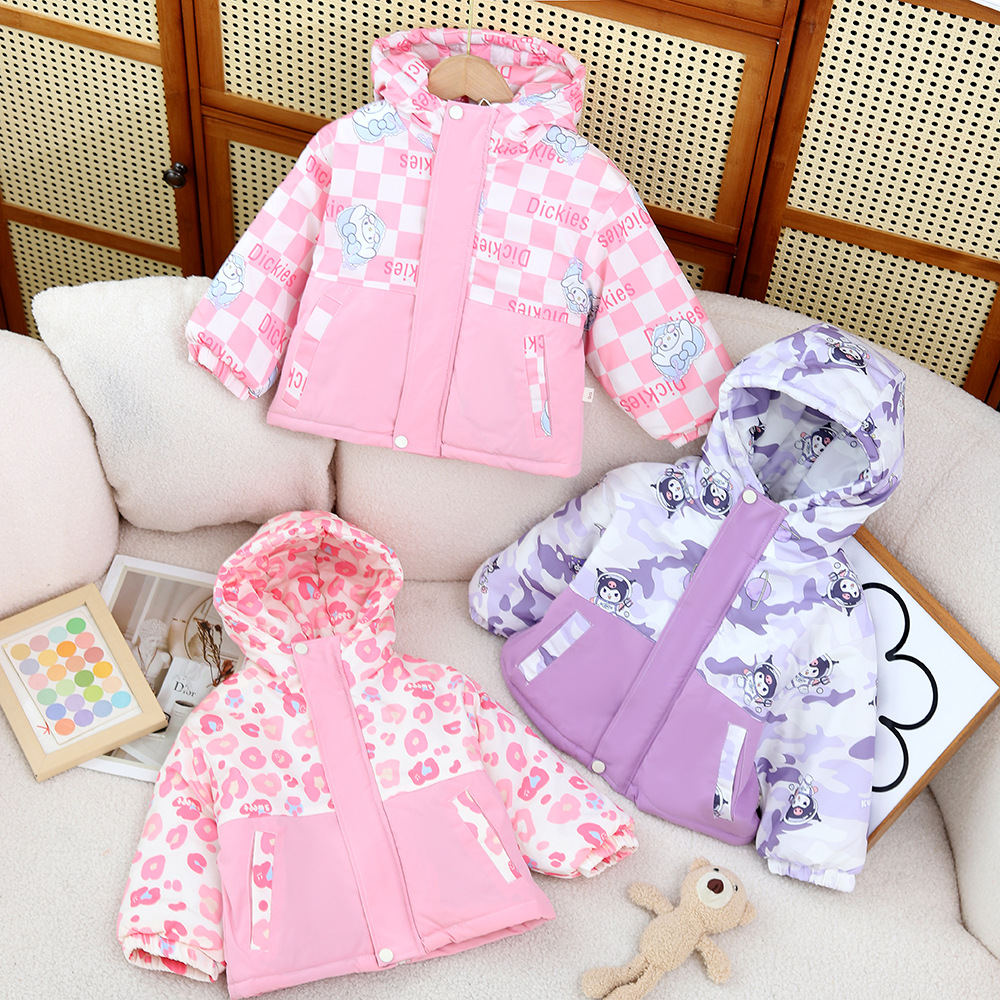 2024 년 새로운 소년 소녀는면 패딩 재킷 코트 귀여운 패션 한국  코트 기모 코튼을 나갑니다.