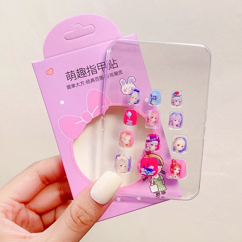 Niños parches de uñas super lindas chicas lindas usan pegatinas de dibujos animados de uñas seguras desmontables parches de uñas al por mayor image 160