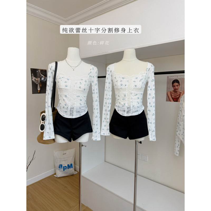 Sena'Spring Opening' Lace Cross-Cut Slim-Fit Long-Sleeve Top for Women 2026 New Model