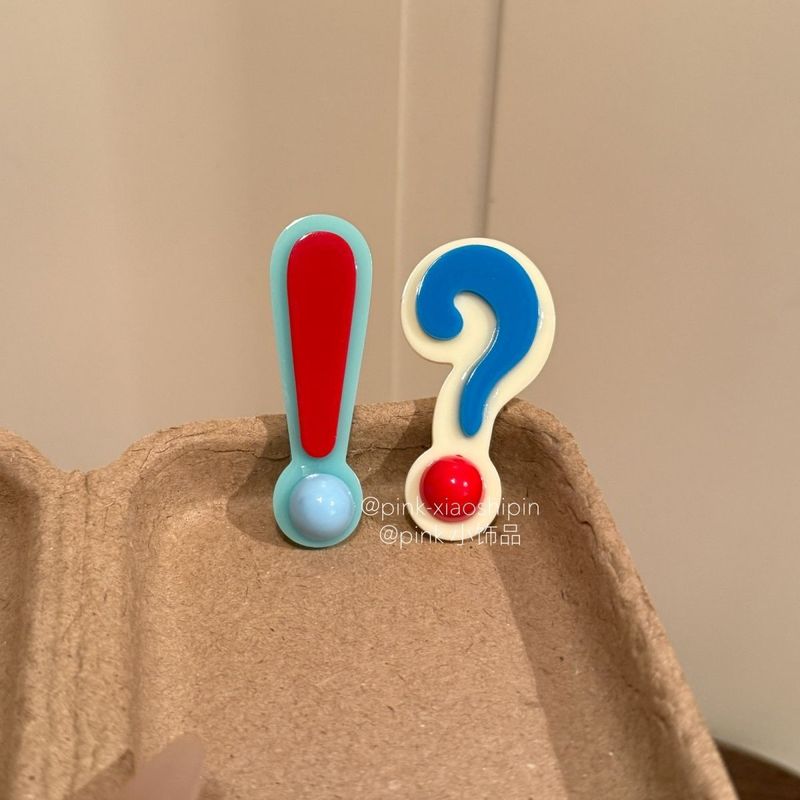 Fun Acrylic Blue Question Mark Hairpin Simple Sweet Girl Duckbill Clip Hairpin Hair Accessories Wholesale New Clip