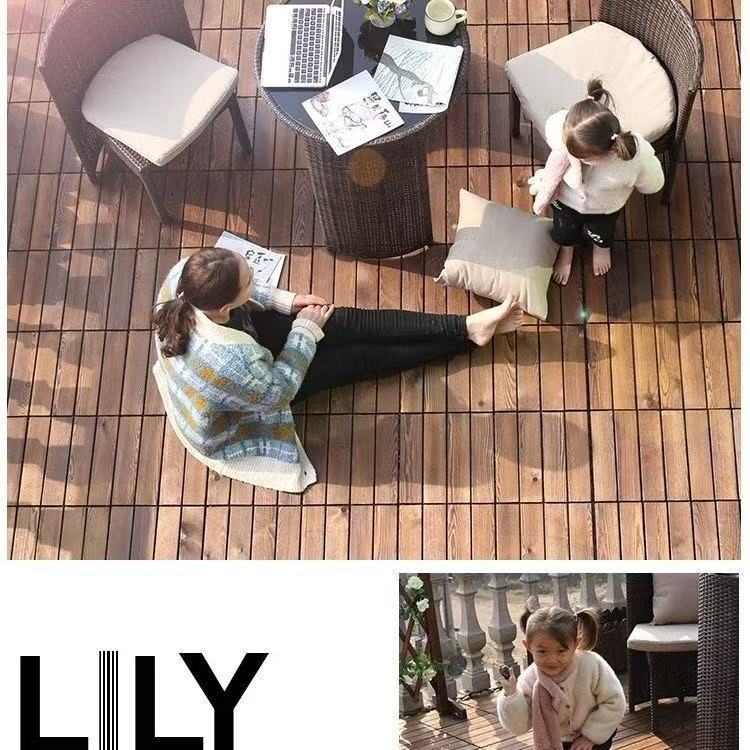 防腐木材 屋外テラス バルコニー 中庭 組み合わせ式 屋外敷設 庭園 室内DIY カーボナイズ加工|undefined