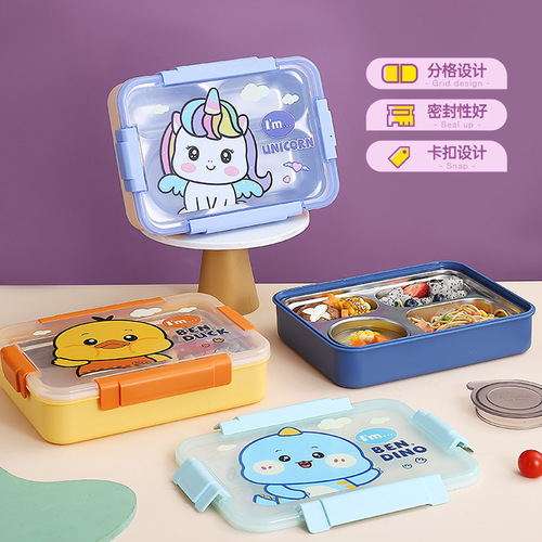 Children lunch box cartoon 304 stainless steel lunch box children lunch box student soup bowl lunch box