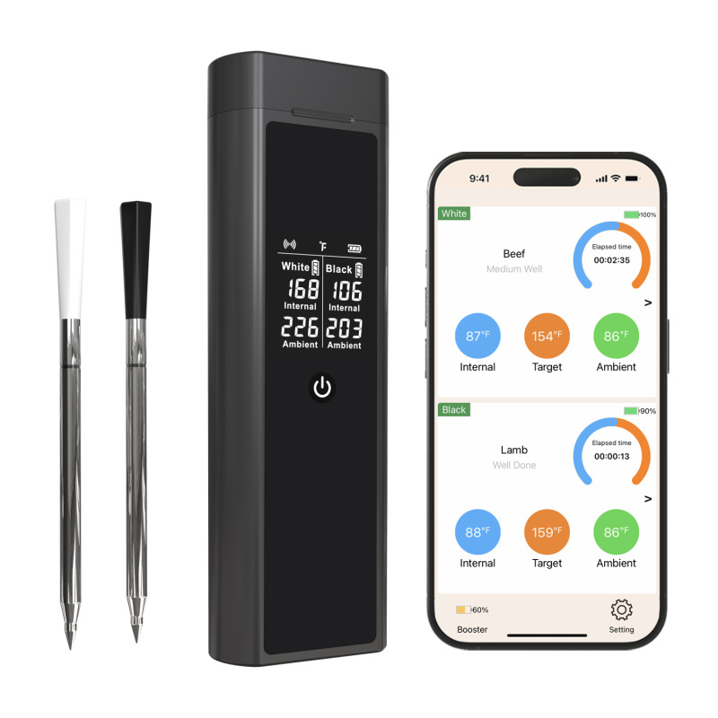 メーカー スマート Bluetooth キッチン デュアル プローブ バーベキュー温度計ワイヤレス APP 食品オーブン焼き肉温度計|undefined