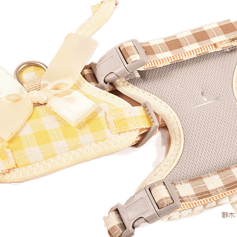 ペットリード 犬猫チェック柄スカート ベスト型リード服 お出かけ服 ハーネス 犬用リード|undefined