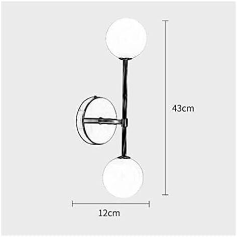 Lámpara de pared moderna moderna medieval minimalista posmoderna con pantalla de vidrio de bola blanca Lámpara de pared negra Lámpara de baño