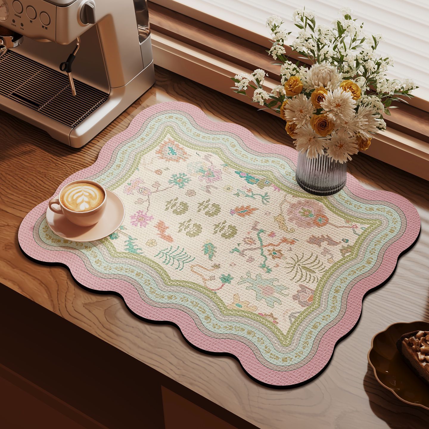 Cocina retro cojín de drenaje cojín antideslizante mesa de comedor cojín de aislamiento térmico resistente al desgaste cojín de barro de diatomas de absorción de agua de secado rápido