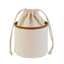 批发定制帆布圆筒水桶包出口日本抽绳菜篮子圆筒包韩国懒人化妆包
