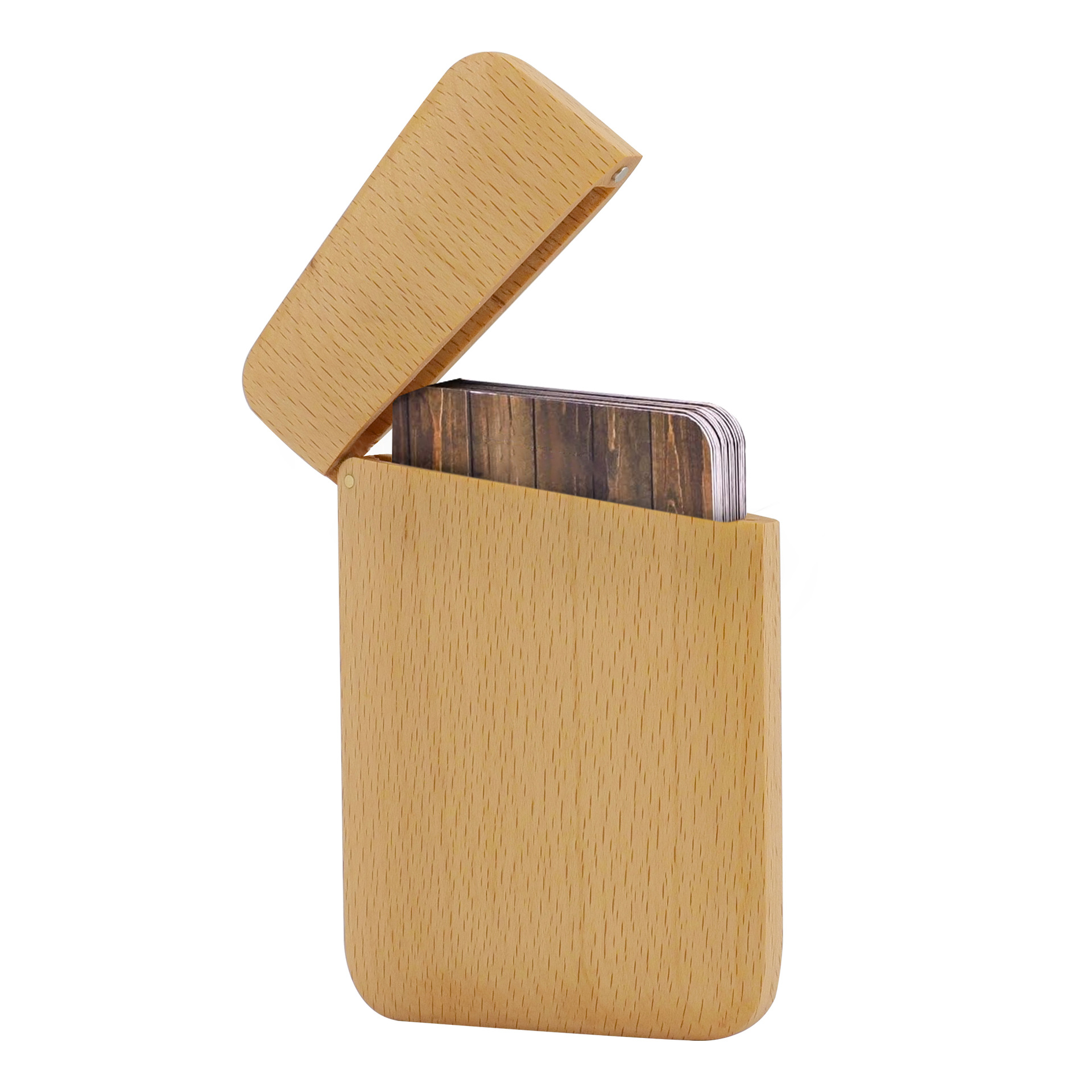 Caja de tarjeta de visita de madera portátil de nogal negro regalo de negocios titular de la tarjeta de visita de madera maciza caja de tarjeta de visita ultrafina letras transfronterizas