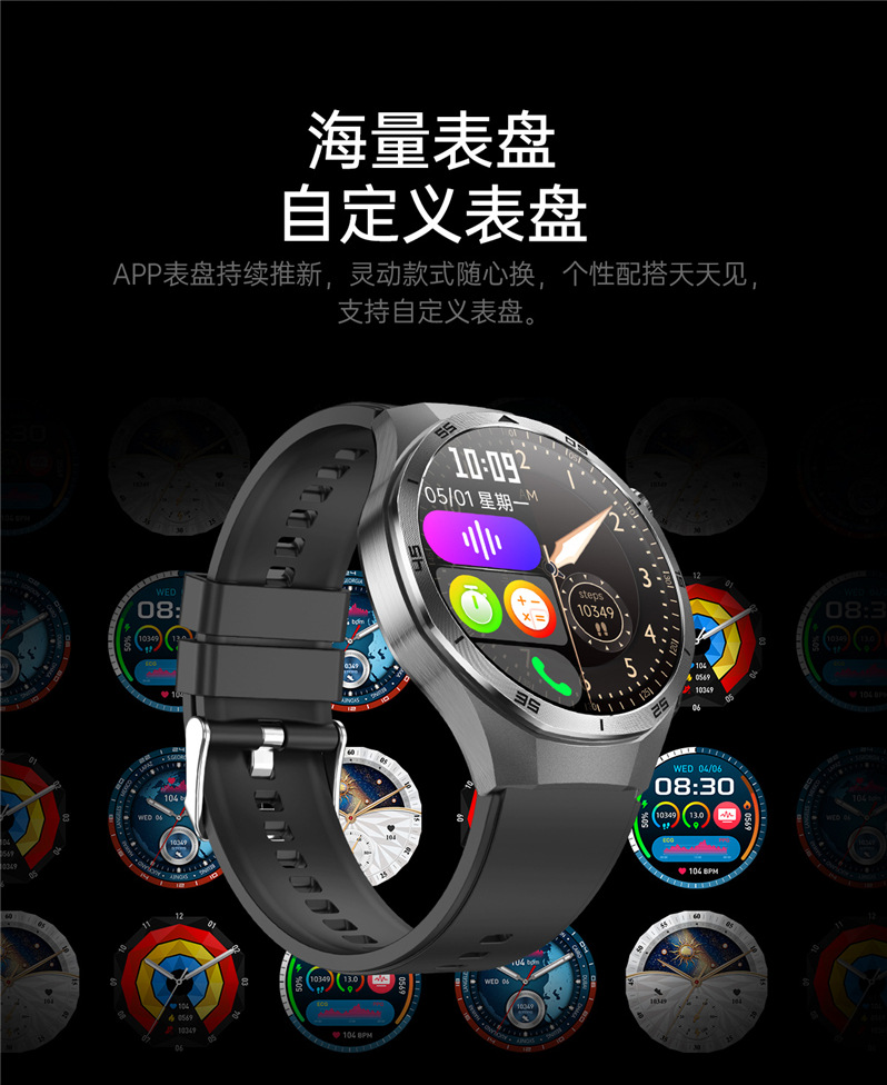 The 2025 new ET456 smartwatch features a 1.56 large AMOLED screen, ECG, Bluetooth call, heart rate and sleep mode undefined