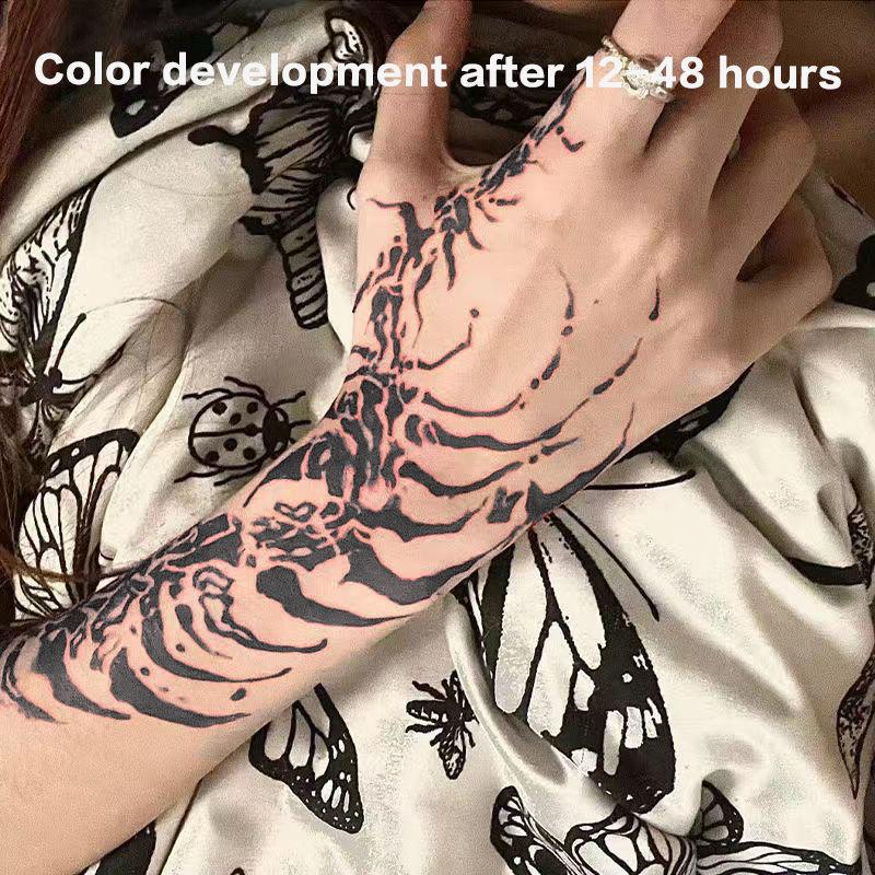 American Scorpion Bone Hand Herbal Juice Tattoo Stickers for Men and Women Gothic Long-Lasting Waterproof Tattoo Personalized Fake Tattoo in