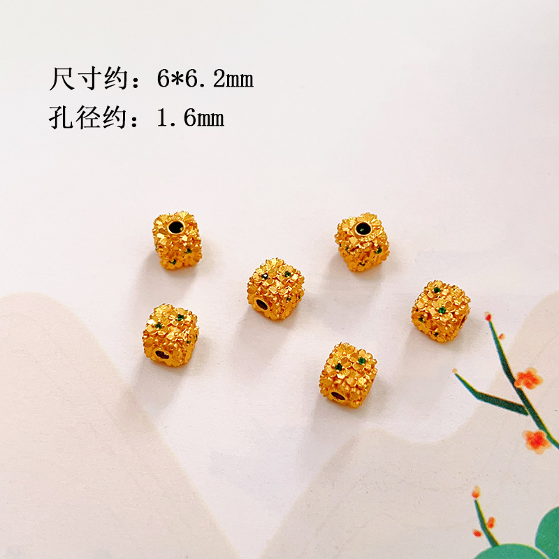 S925 ancient silver gold-plated diamond ball waist-shaped separator bead bracelet jewelry DIY accessories wholesale