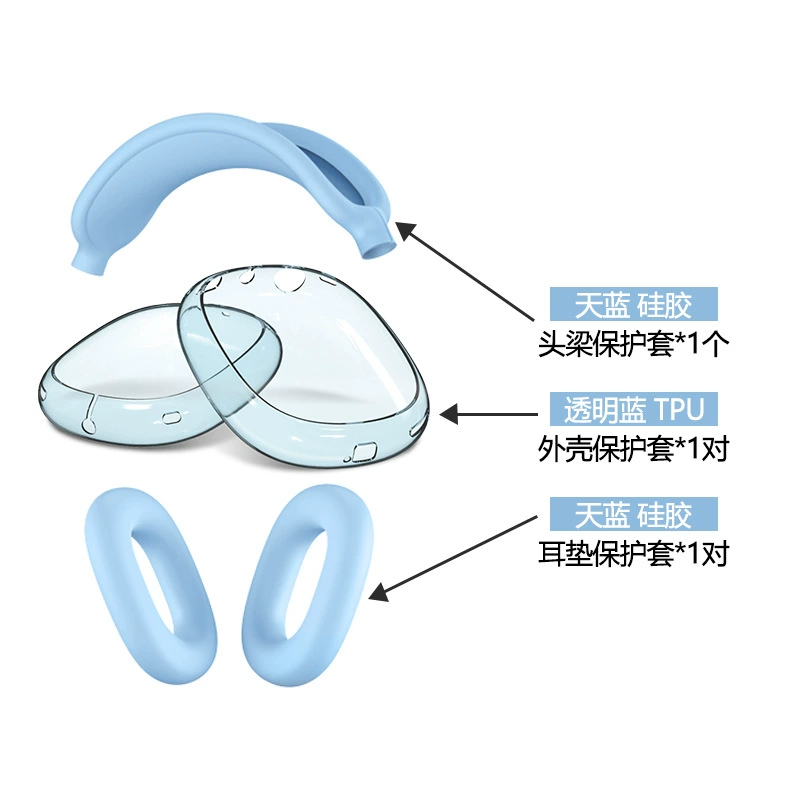 TPU прозрачный чехол для AirPods Max с крышкой на луче защиты, универсальные цвета
