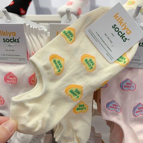 Women's Summer Thin Short Socks, Versatile with Heart Letters, Non-Slip, Low-Cut Crew Socks from Zhuji