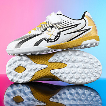Zapatillas de Fútbol con Tacos para Niños de Cuero Artificial Ligeras con Cierre Adhesivo