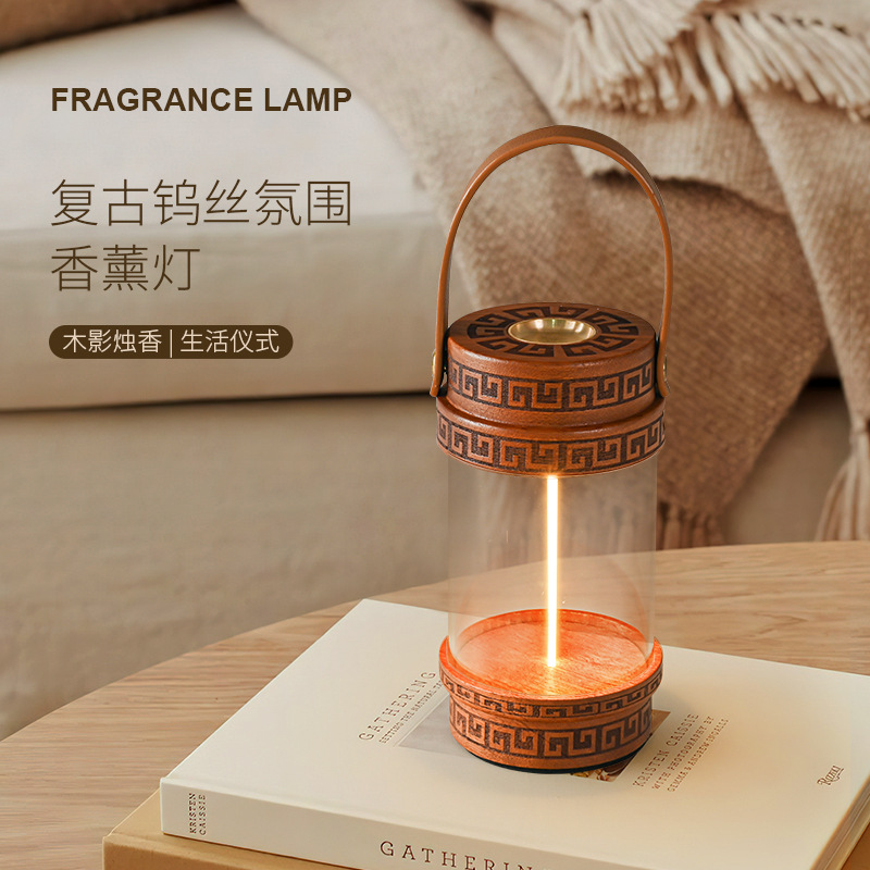 Retro Creative Atmosphere Aromatherapy Lamp, Night Light, High-End Hanging Satchel Lamp, Antique Chinese Tungsten Atmosphere Lamp