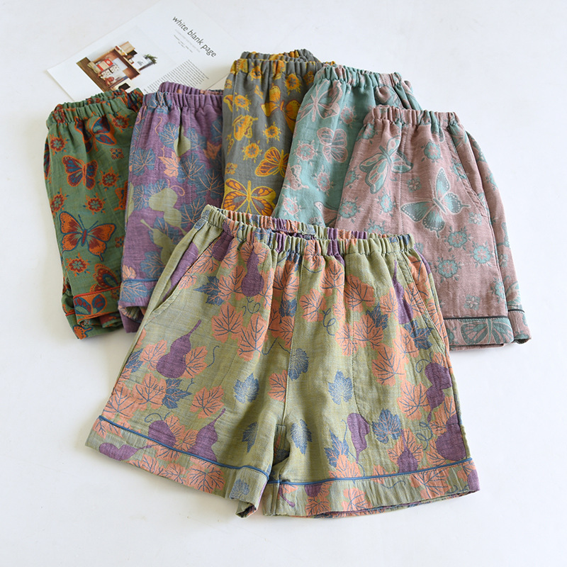 New Cotton Pajama Pants Jacquard Women's Shorts Thin Comfortable Casual Loose Home Shorts Spring and Summer Outer Wear New Cotton Pajama Pants Jacquard Women's Shorts Thin Comfortable Casual Loose Home Shorts Spring and Summer Outer Wear