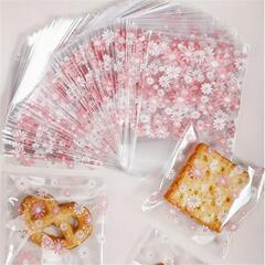スノーフレーククッキー包装袋小さなツツジフラワーバッグかわいい粘着袋透明クッキー袋 100 個
