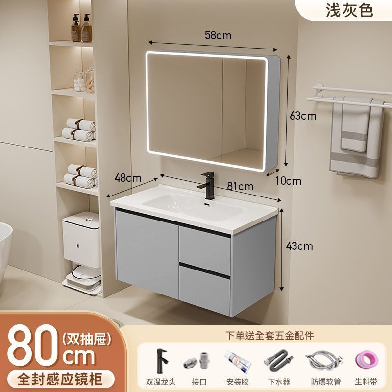 Gabinete de baño de aluminio inteligente espacial grueso combinación lavabo lavabo en cerámica lavabo fábrica de inodoro al por mayor