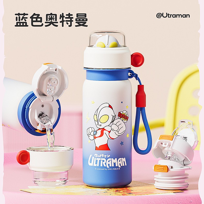Osos de fresa niños 304 acero inoxidable de alto valor de caricatura taza caliente especial para la escuela doble bebida taza de agua portátil de paja