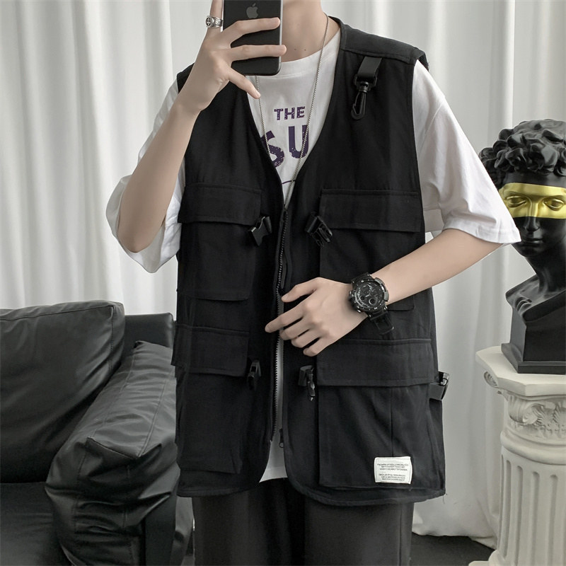 Functional Vest Men's Autumn Thin Fashionable Distinctive Workwear Sleeveless Vest Ins Fashionable Loose Waistcoat