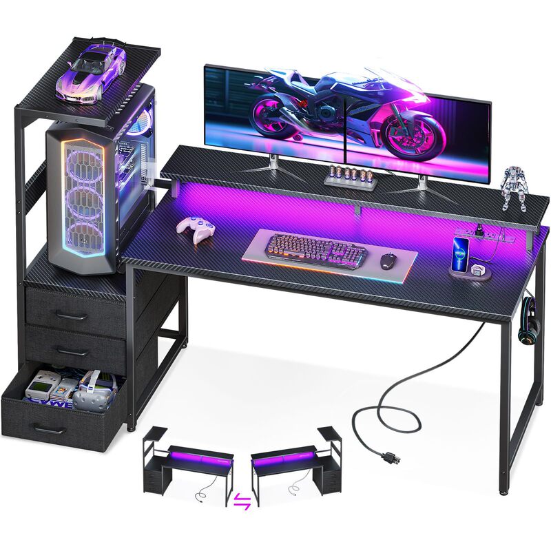 Cross-Border Exclusive E-Sports Table with USB Charging Led Light Storage Rack and Monitor Stand Double-Sided Computer Table Cross-Border Exclusive E-Sports Table with USB Charging Led Light Storage Rack and Monitor Stand Double-Sided Computer Table