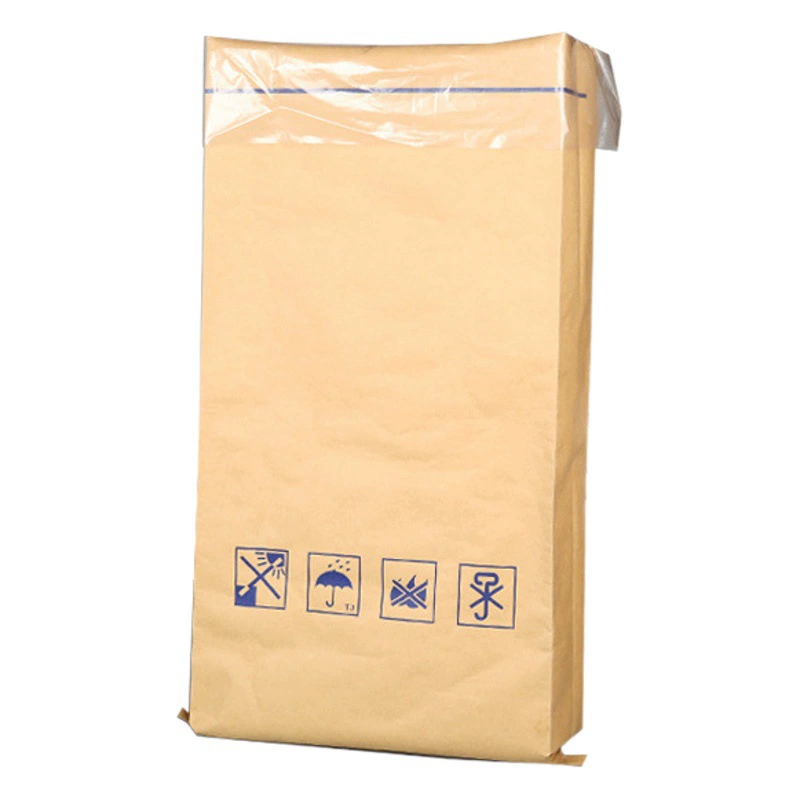Влагостойкий пакет для химических веществ 25kg с центральным швом, тройной композитный бумажно-пластиковый пакет из крафт-бумаги, тканый мешок.