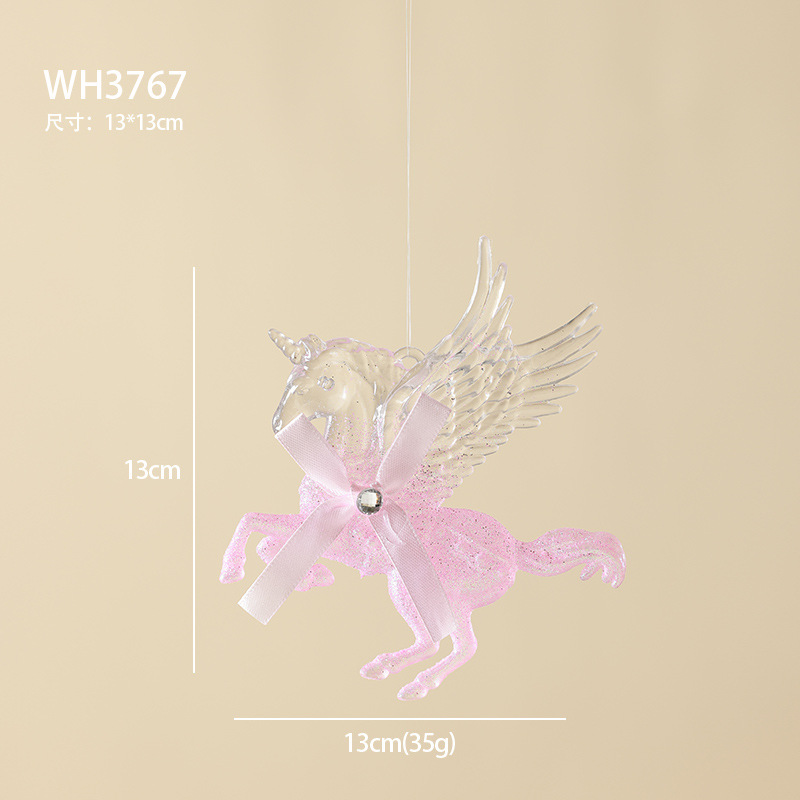 Nuevos adornos de árbol de Navidad transfronterizos colgante rosa transparente polvo acrílico colgante escena diseño props de disparo