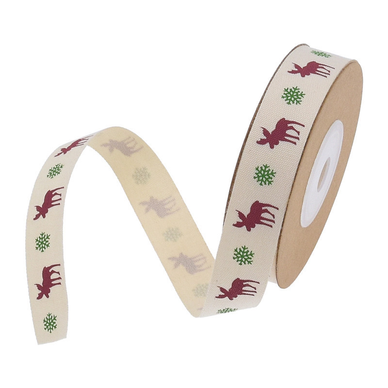 AliExpress nueva Navidad ciervo Robin impreso cinta de algodón embalaje de regalo tarjeta de felicitación de Navidad cinta decorativa de algodón 10m