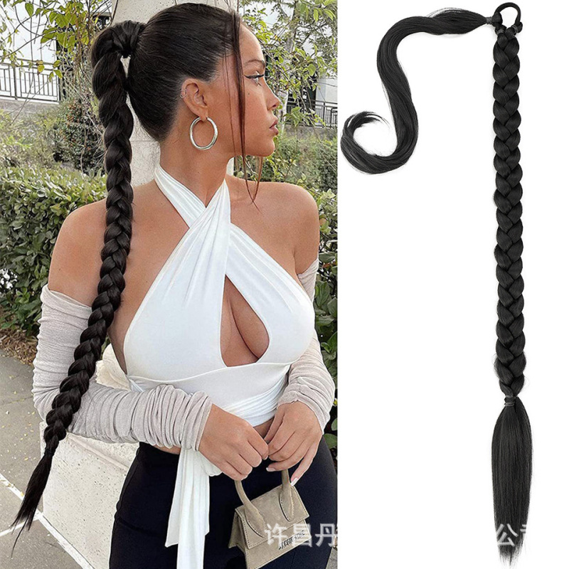 Cross-border European and American wigs, braided straight hair, can be woven and twisted into ponytails, women's hair extensions, ponytail braids Cross-border European and American wigs, braided straight hair, can be woven and twisted into ponytails, women's hair extensions, ponytail braids