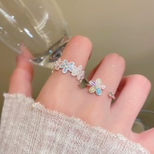 初恋韩妹~多巴胺花花戒指女甜美ins小众设计食指戒开口可调节指环