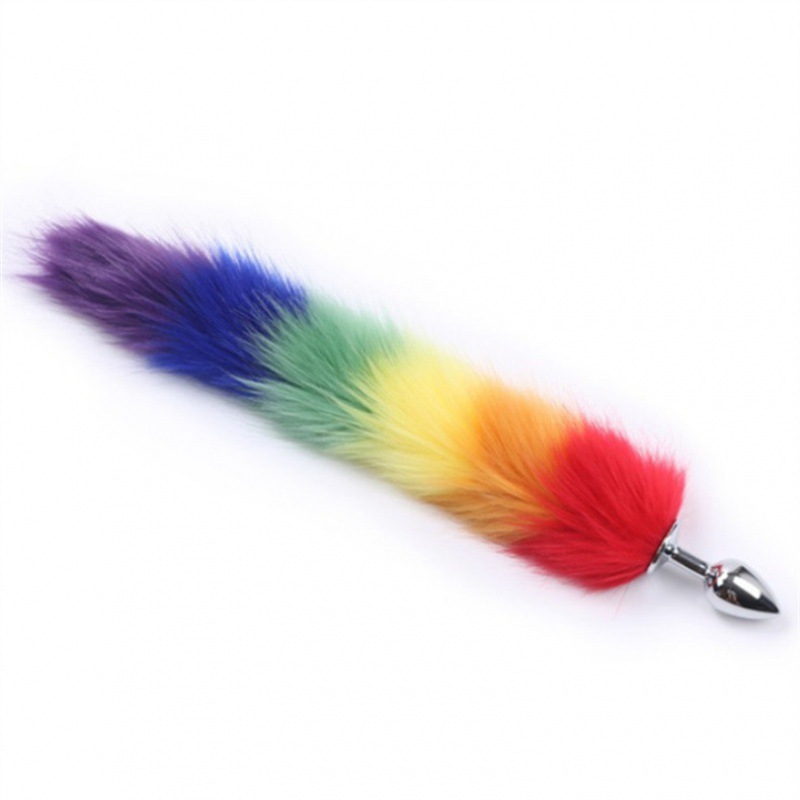 Stainless Steel Fox Tail Anal Plug with Pull Beads for SM Role Play — detail image 5
