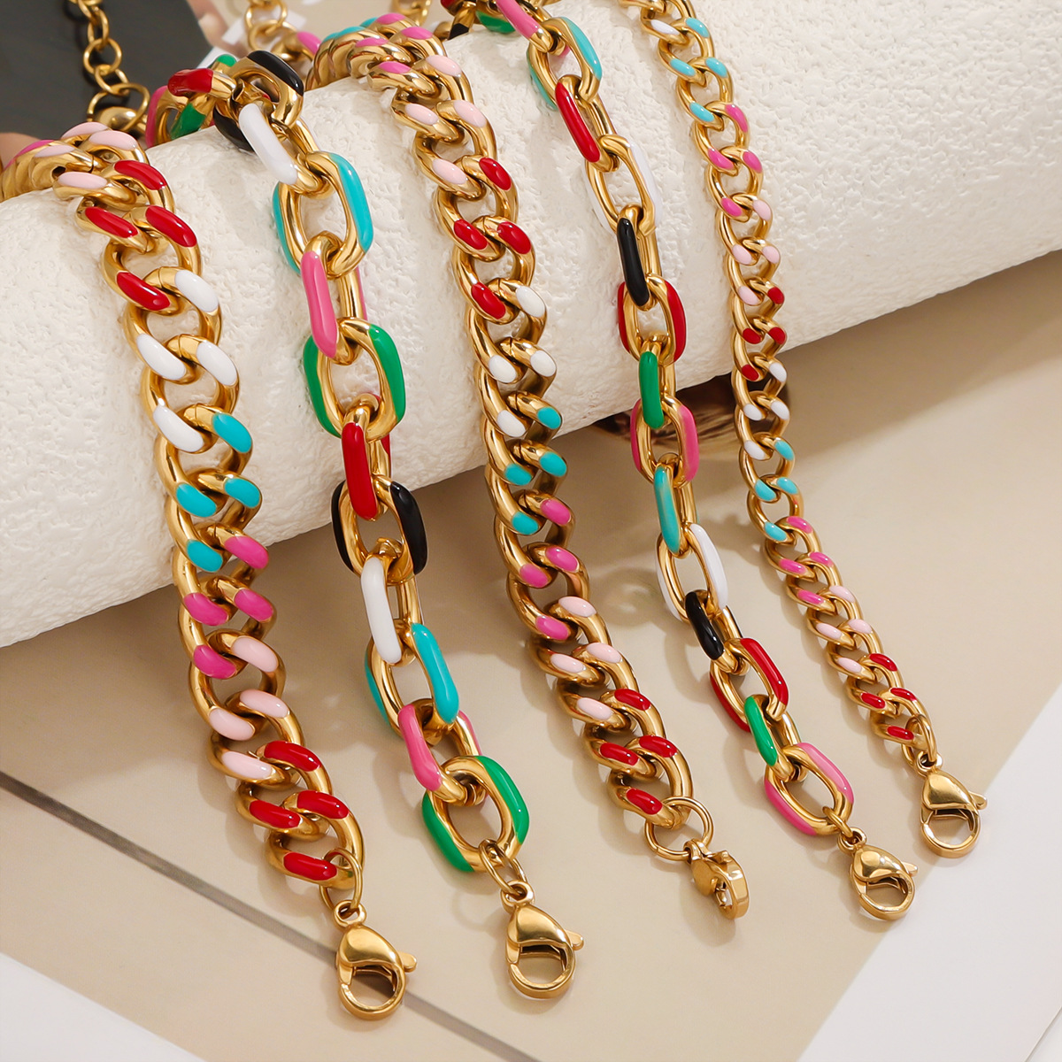 European and American Cross-Border Jewelry Colorful Bracelets for Men and Women, Light Luxury High-End Stainless Steel Non-Fading Jewelry Wholesale