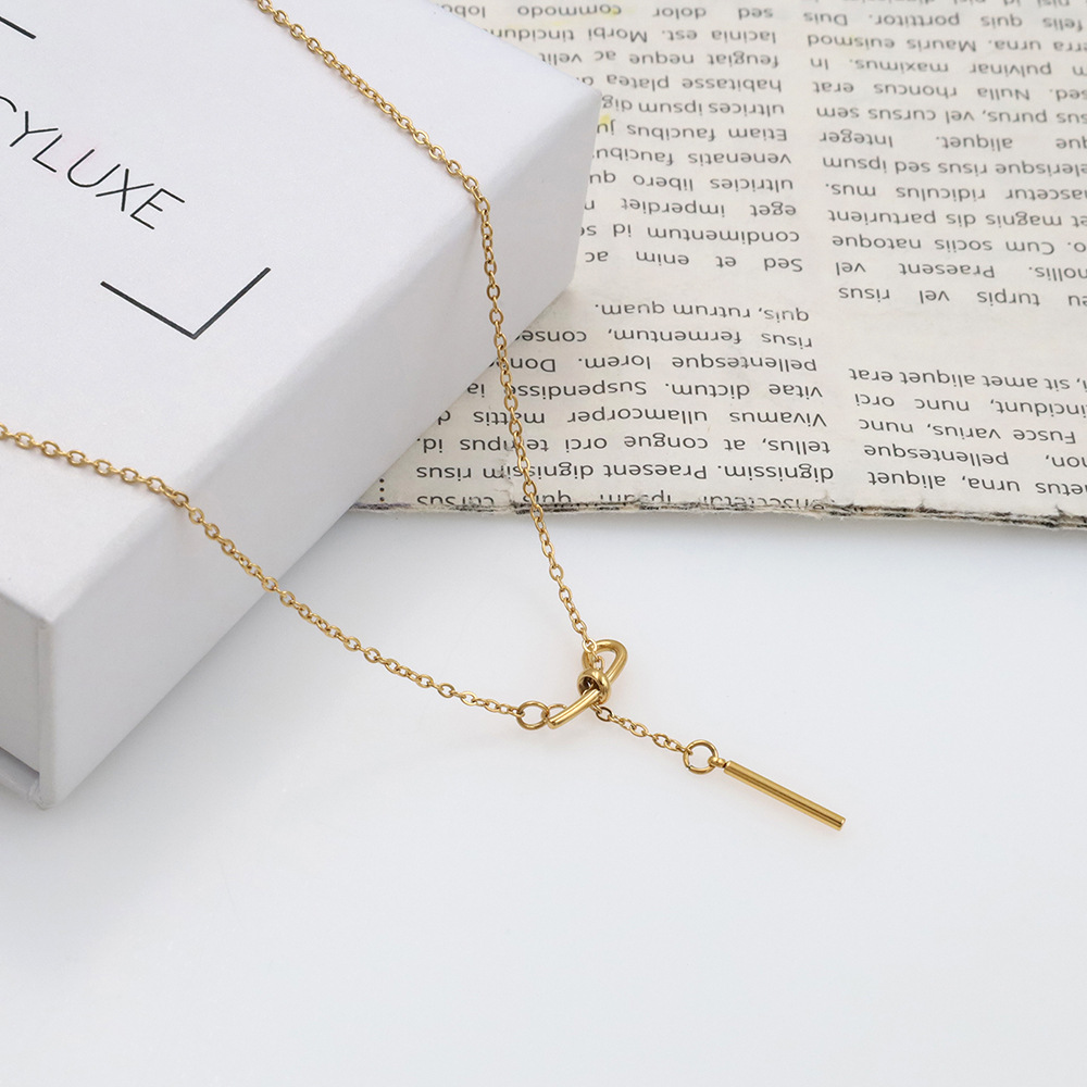 Hot Sale Bow Fringe Niche Non-fading Geometric Stainless Steel Necklace