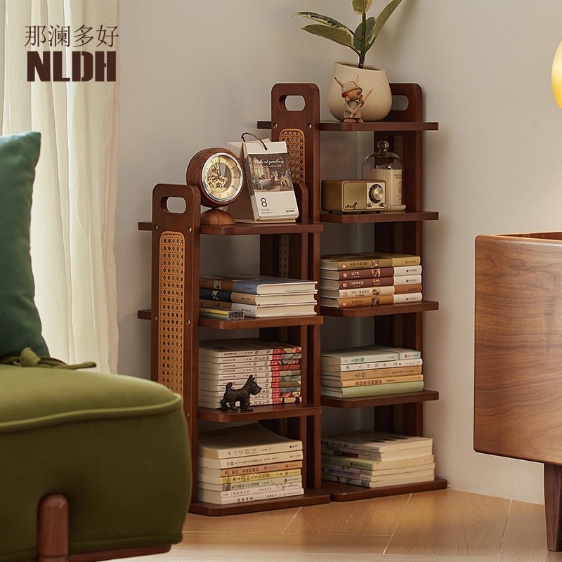 Home Reading Area Layout Kidsren's Bookshelf Multi-Layer Picture Book Storage Rack Solid Wood Floor-Standing Storage Rack Corner Narrow Bookcase