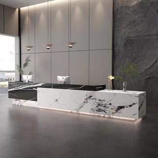 High-End Hotel Cashier Imitation Marble Company Front Desk Beauty Salon Slate Integrated Wood Cashier