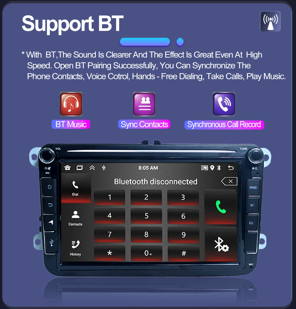 Suitable for 8-inch Volkswagen dedicated Android car navigation GPS Bluetooth HD reversing image wireless carpla