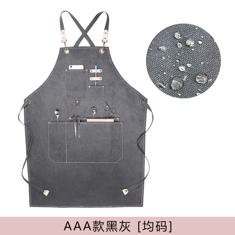 Amazon engrosada lienzo delantal logotipo personalizado leche té tienda bar chef peluquería guardapolvos delantal al por mayor