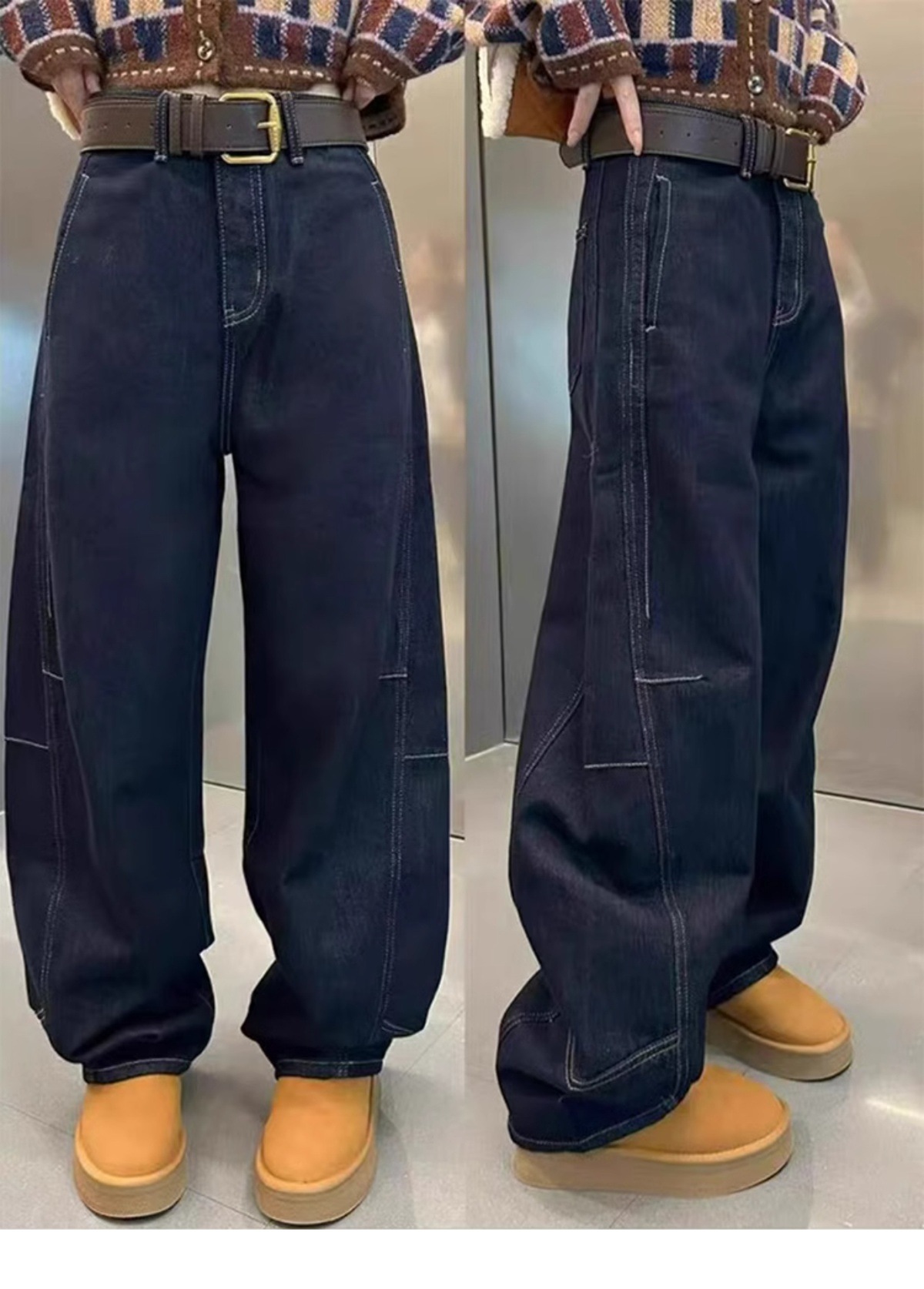 Damen Jeans Mit Hohem Bund Und Fleecefutter Für Den Winter_voghion.com