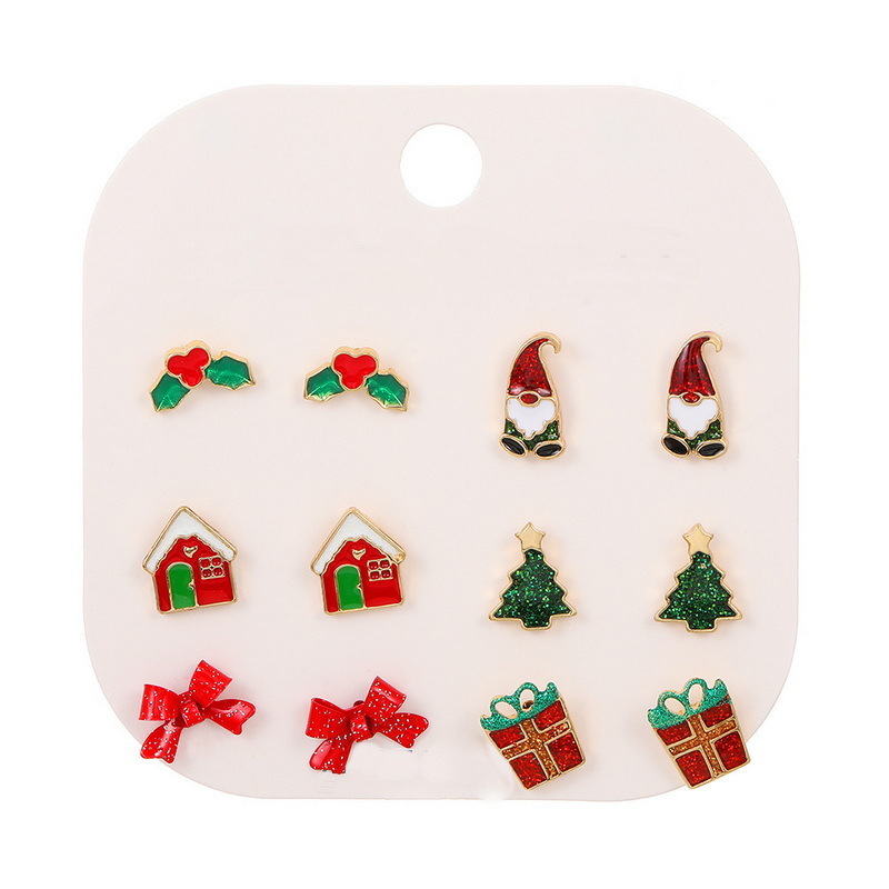 1 Set Simple Style Christmas Tree Santa Claus Christmas Socks Plating Alloy Drop Earrings Ear Studs display picture 5