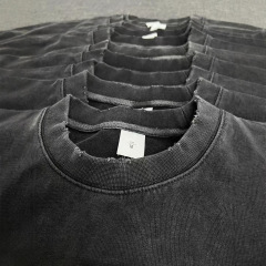 300g丸首重ポンド磨かれた半袖tシャツ男夏欧米潮牌oversizeレトロ洗水で古いtシャツを作る