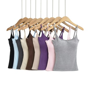 Autumn and Winter New Spice Girl Sling Small Vest with Chest Pad Fixed Cup All-match Slim-fit Strapless Inner Beauty Back Top Trendy