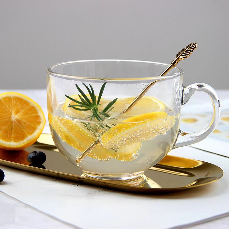 Large Capacity Big Bell Cup with Handle Cute Couple Lead-Free Glass Coffee Cup for Home Milk Breakfast Cup